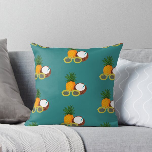 Item preview, Tropical Pattern: Pineapple, Sunglasses and Coconut Drink, Teal designed and sold by JenaWDesigns.