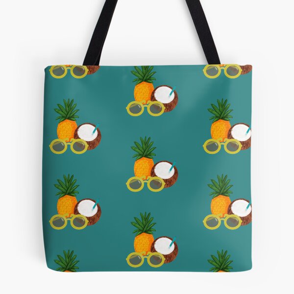Item preview, Tropical Pattern: Pineapple, Sunglasses and Coconut Drink, Teal designed and sold by JenaWDesigns.