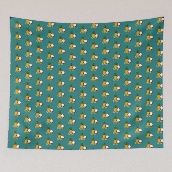 Item preview, Tropical Pattern: Pineapple, Sunglasses and Coconut Drink, Teal designed and sold by JenaWDesigns.