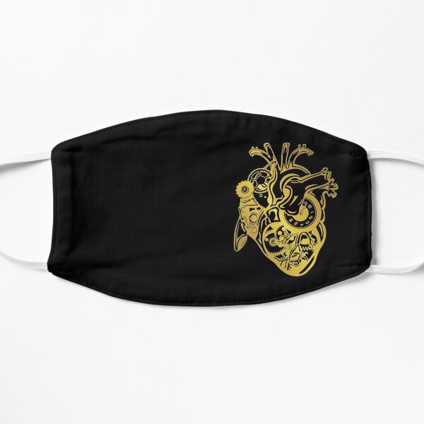 Steampunk Heart Gold Flat Mask