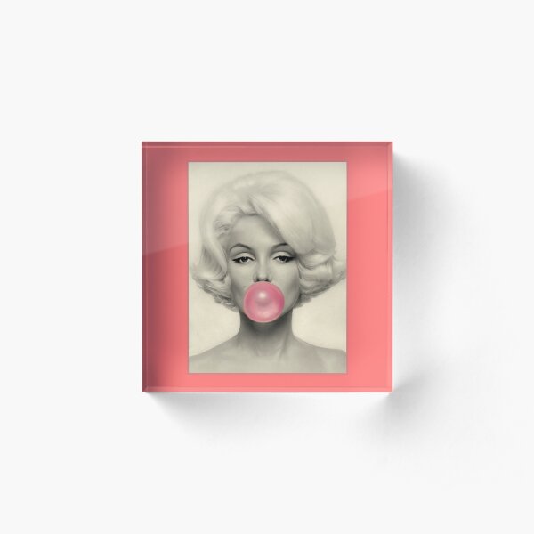 MARILYN MONROE : Bubble Blowing Print Acrylic Block