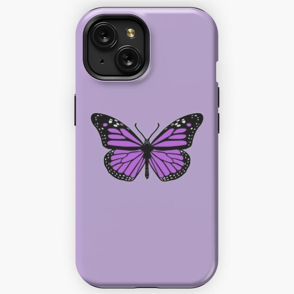 1pc Fashionable Square Shaped Phone Case With Purple Butterfly