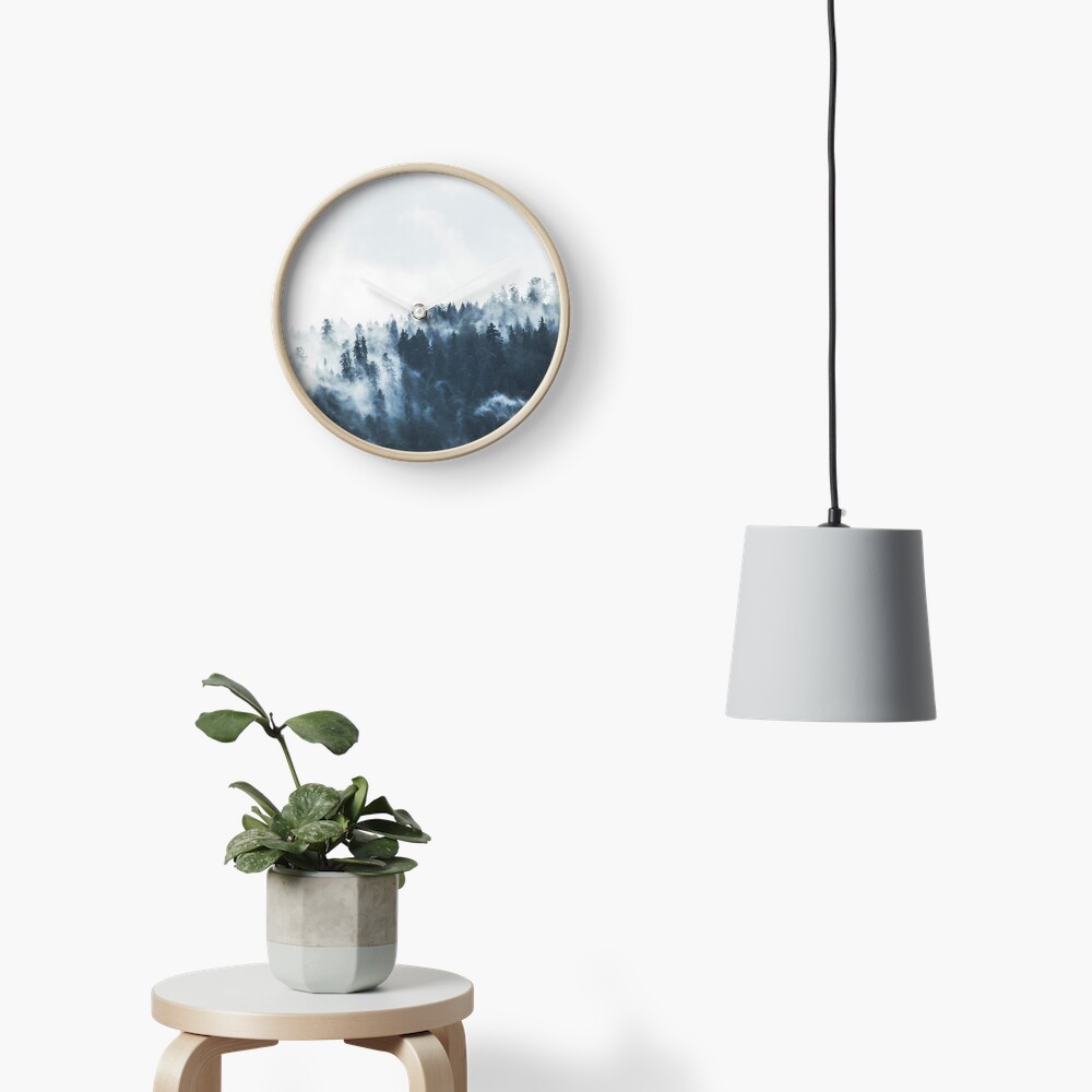 Foggy Forest Landscape Clock