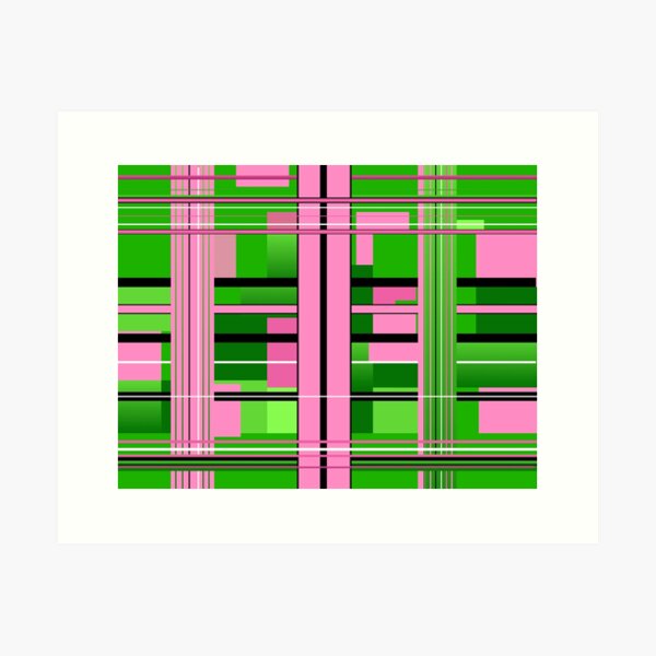 Plaid Pink & Green Art Print