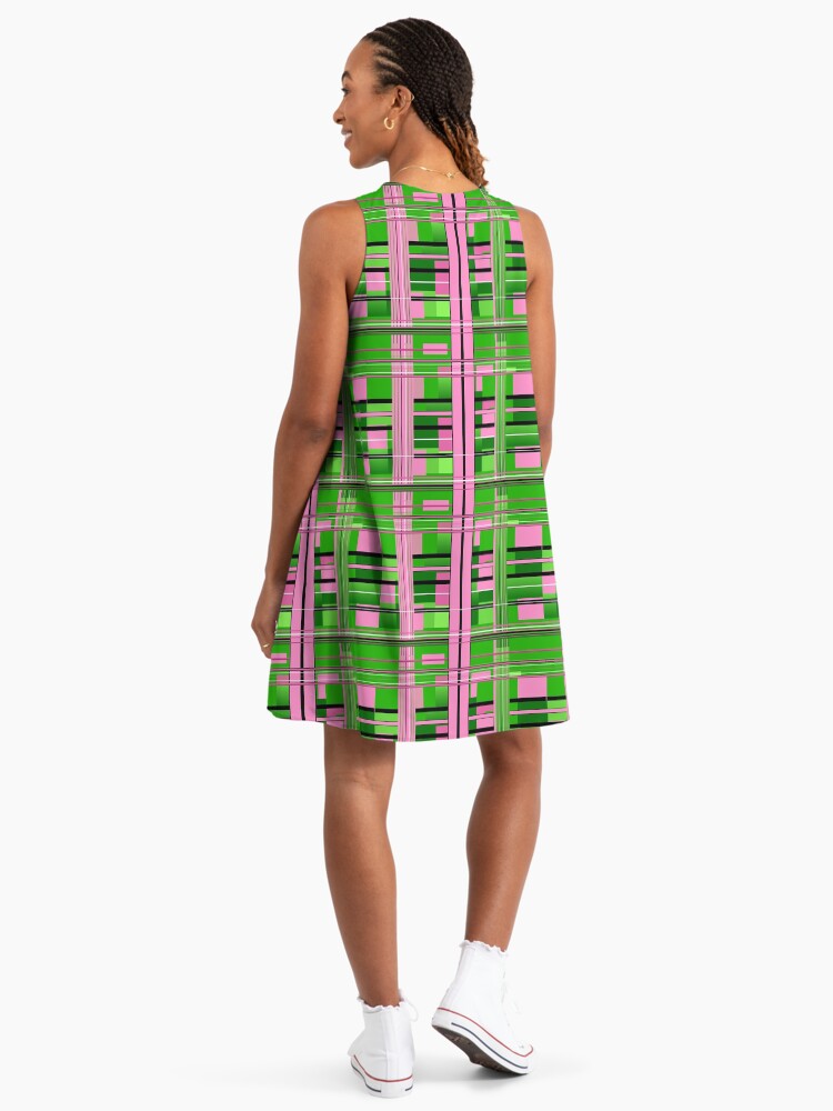 pink and green plaid dress Flowers by Zoe Rosette Plaid Bottom Dress (pre-order) in Pink main image 1