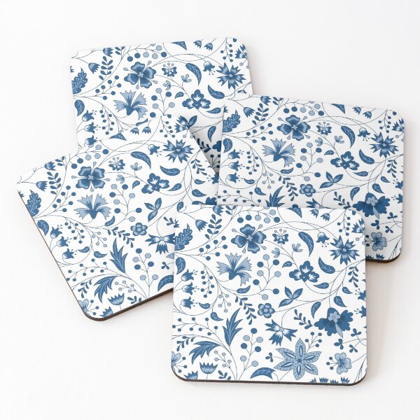 Item preview, blue floral pattern designed and sold by pyro gay.