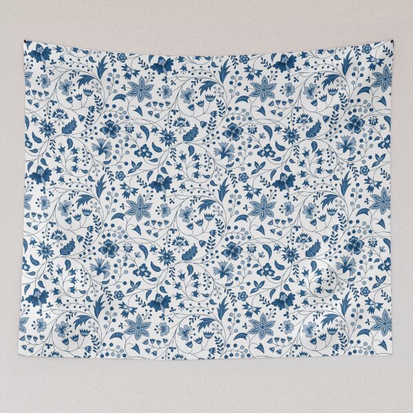 Item preview, blue floral pattern designed and sold by pyro gay.