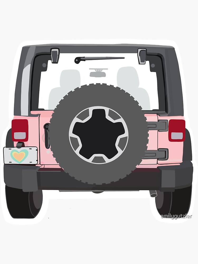 "Pink Jeep Sticker " Sticker for Sale by emilygutzler Redbubble