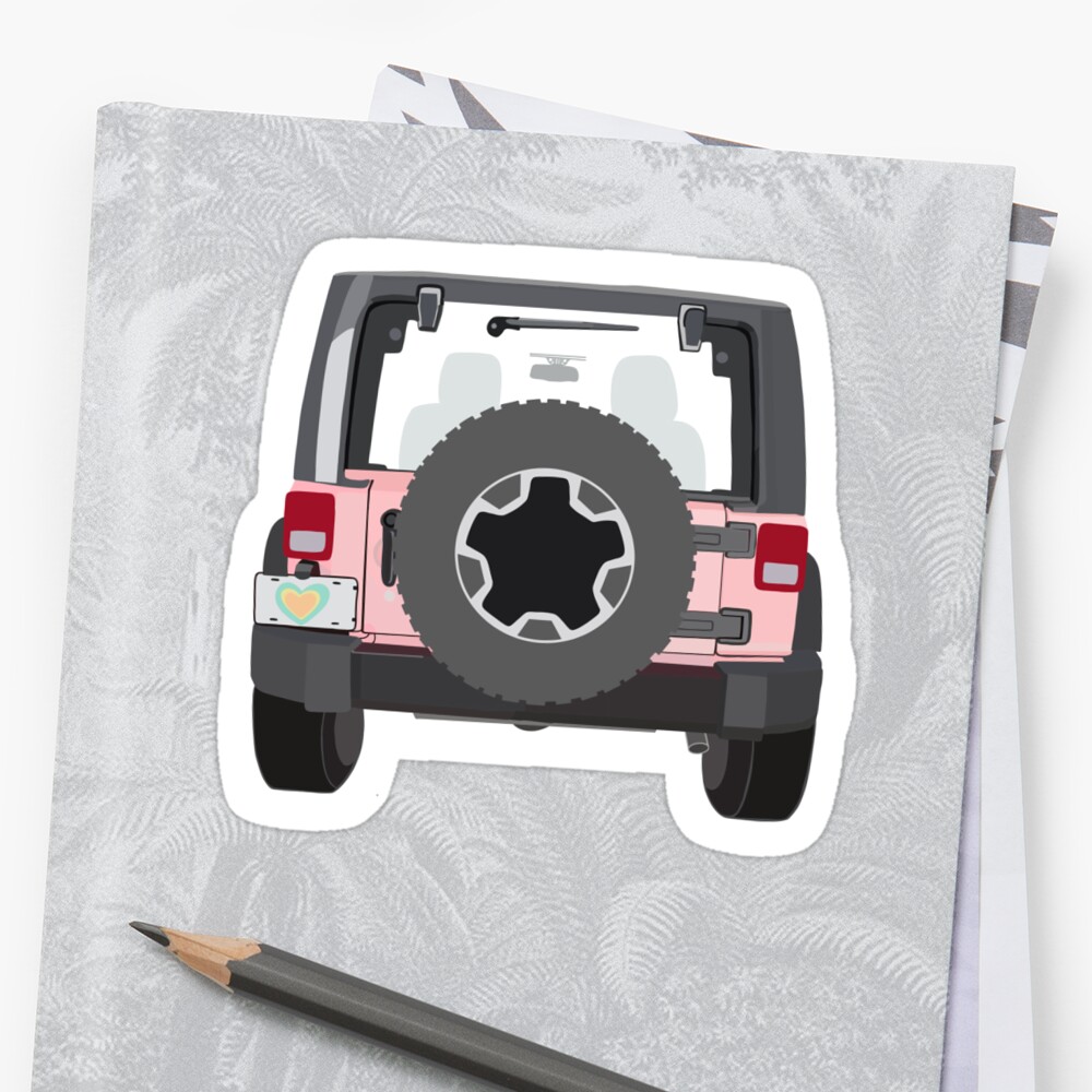 Pink Jeep Sticker Sticker By Emilygutzler Redbubble