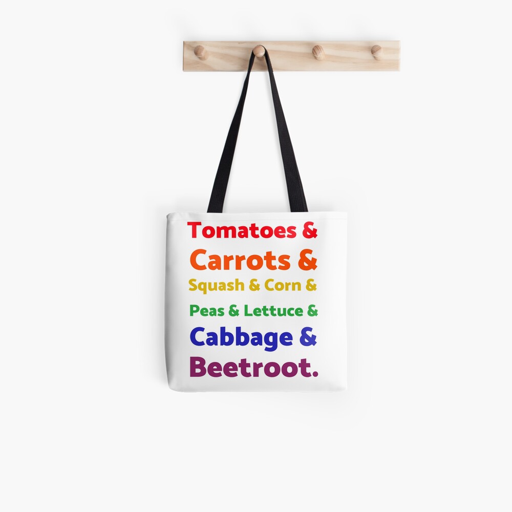 Rainbow List of Vegetables Tote Bag