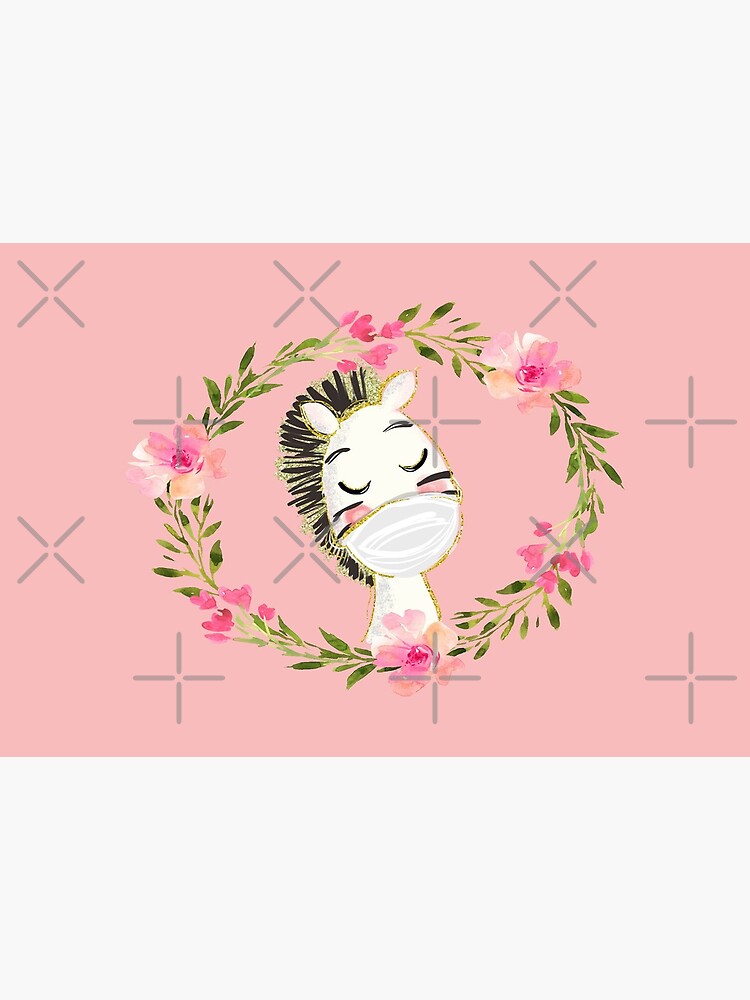 Cute Baby Zebra with Face Mask and Flowers by mexicandoo
