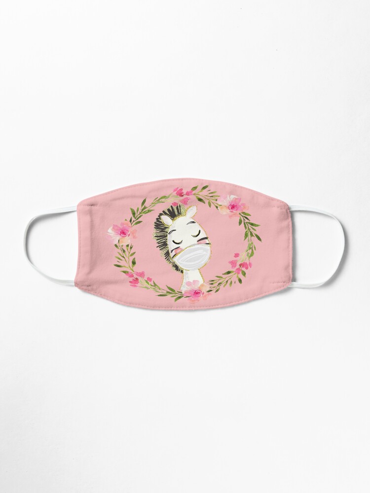 Alternate view of Cute Baby Zebra with Face Mask and Flowers Mask