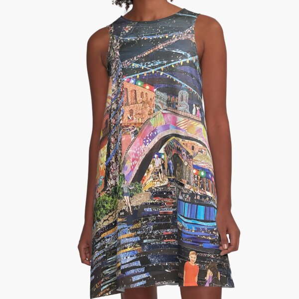 San Antonio Riverwalk collage A-Line Dress