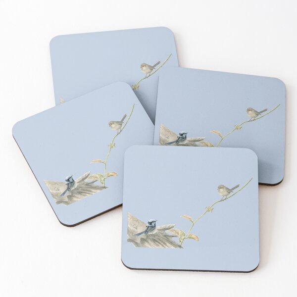 Item preview, Superb Fairy Wrens, Wrens on a Vine 2 (blue background colour) designed and sold by RachaelCurryArt.