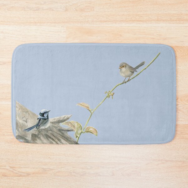Item preview, Superb Fairy Wrens, Wrens on a Vine 2 (blue background colour) designed and sold by RachaelCurryArt.