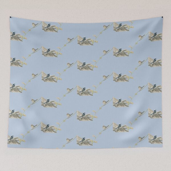 Item preview, Superb Fairy Wrens, Wrens on a Vine 2 (blue background colour) designed and sold by RachaelCurryArt.