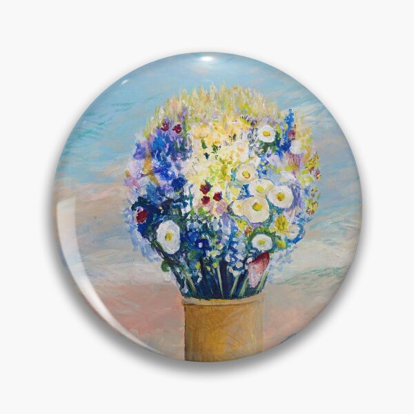 Gigantischer Blumenstrauß in der Landschaft Button