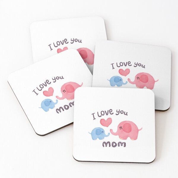 Item preview, I Love You Mom watercolor elephants  designed and sold by EpicArtz.