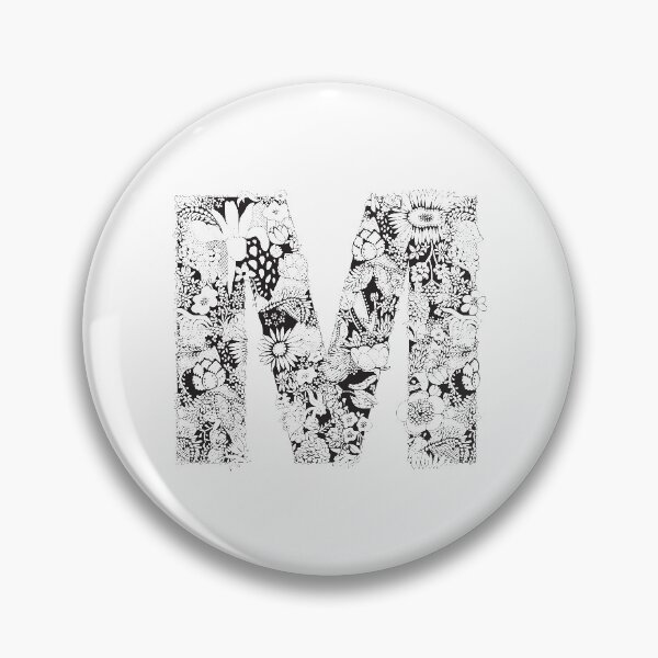 Item preview, Letter M | Black and white | Flower Pattern | Typography | Name art | Custom designed and sold by hayleylauren.