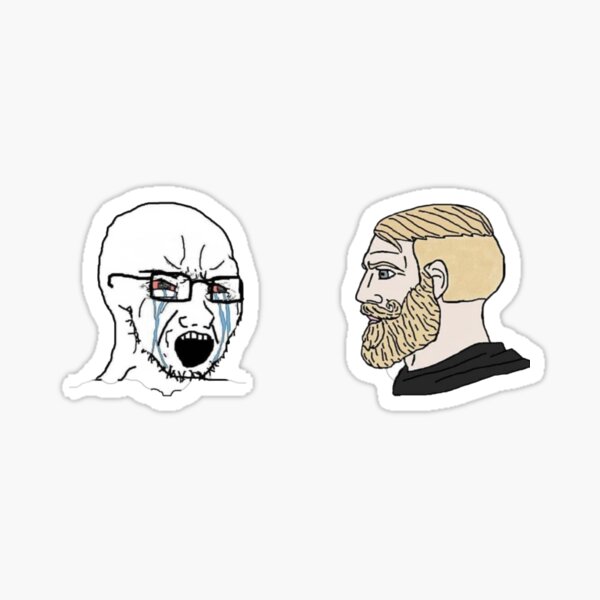 chad meme face \ chad face approving \ affirmative chad Sticker for Sale  by Mad-Boy
