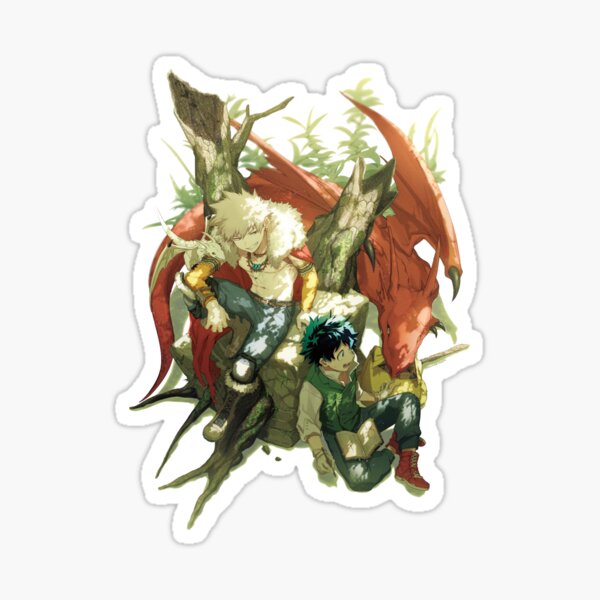 Katsuki Bakugou y Midoriya Izuku: Los Heroes del Dragon Pegatina
