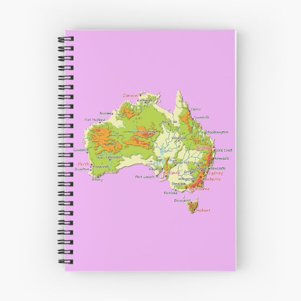 Item preview, Australia physical map topographic map of Australia coast, Capitals and Major cities  designed and sold by mashmosh.