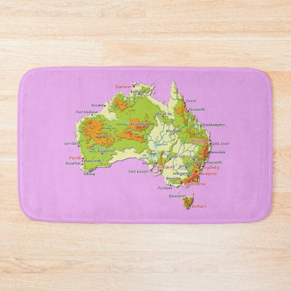 Item preview, Australia physical map topographic map of Australia coast, Capitals and Major cities  designed and sold by mashmosh.