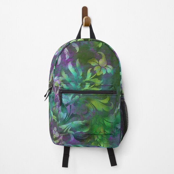 Jungle Floral Neck Gator Green and Purple Jungle Flowers Backpack