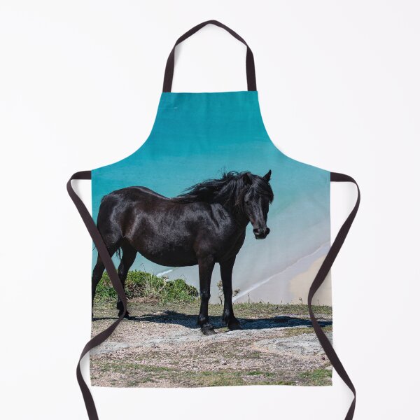 Item preview, Pedn Vounder Beach Cornwall with a wild Black horse designed and sold by kathleenjean.