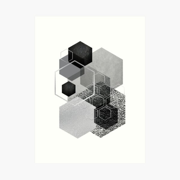 Black and Silver Geometric Art Print