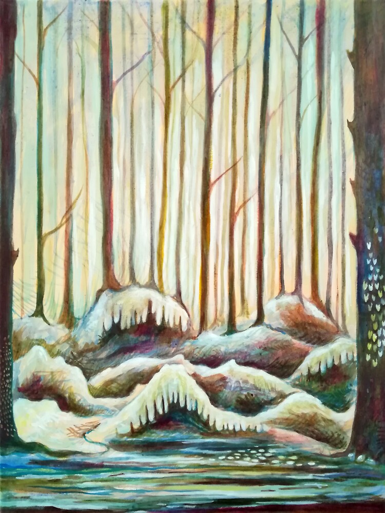 Thumbnail 3 von 3, Sticker, Ein kleiner Tümpel und Hügel im Wald designt und verkauft von LillianBerthel.