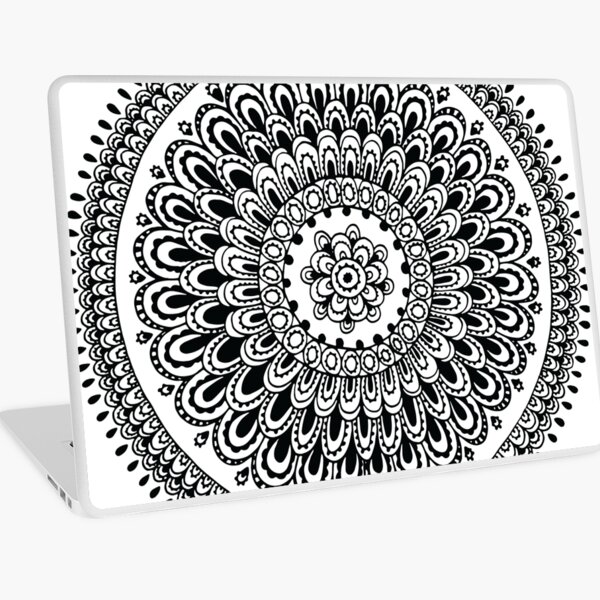 Mandala Black and White by Hayley Lauren Design Laptop Skin