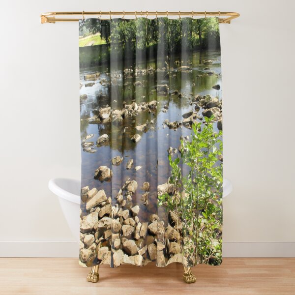 Merch #99 -- Stream Stones - Shot 2 (Hadrian's Wall) Shower Curtain