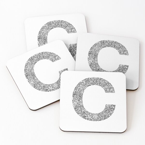 Item preview, Letter C | Monogram | Initial | Floral | Black and White designed and sold by hayleylauren.