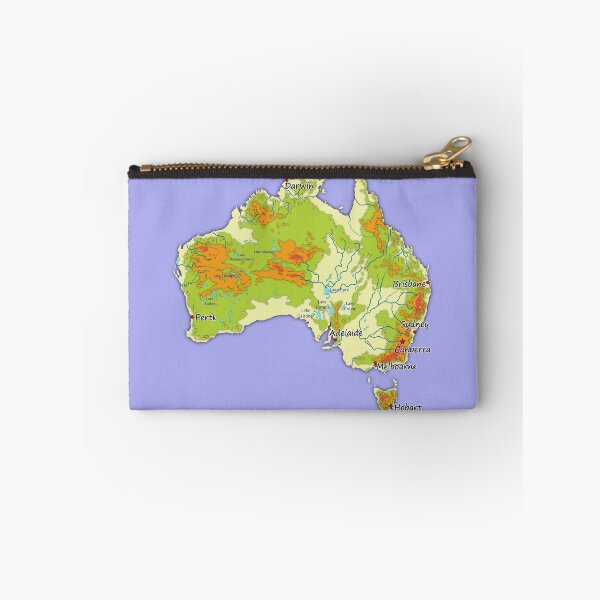 Item preview, Australia physical map topographic map of Australia lakes rivers, coast, Capitals and Major cities  designed and sold by mashmosh.