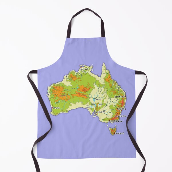 Item preview, Australia physical map topographic map of Australia lakes rivers, coast, Capitals and Major cities designed and sold by mashmosh.