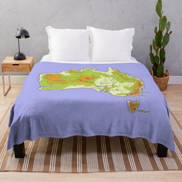 Item preview, Australia physical map topographic map of Australia lakes rivers, coast, Capitals and Major cities  designed and sold by mashmosh.