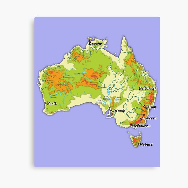 Australia Physical Map Topographic Map Of Australia Lakes Rivers