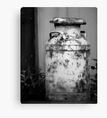 Vintage Rustic Milk Can black and white photography Canvas Print