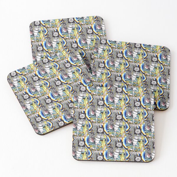 Psychedelic Death Tarot Card Coasters (Set of 4)