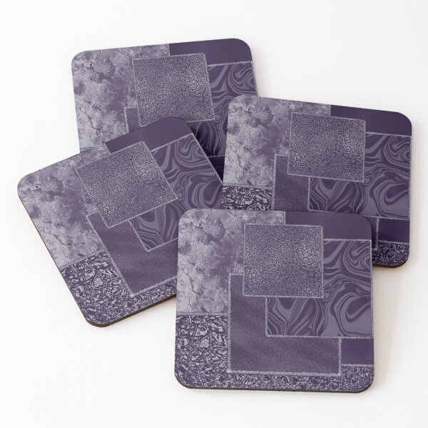Item preview, Silver Purple & Purple Metallic Marble Squares designed and sold by Lucky-Town-Art.