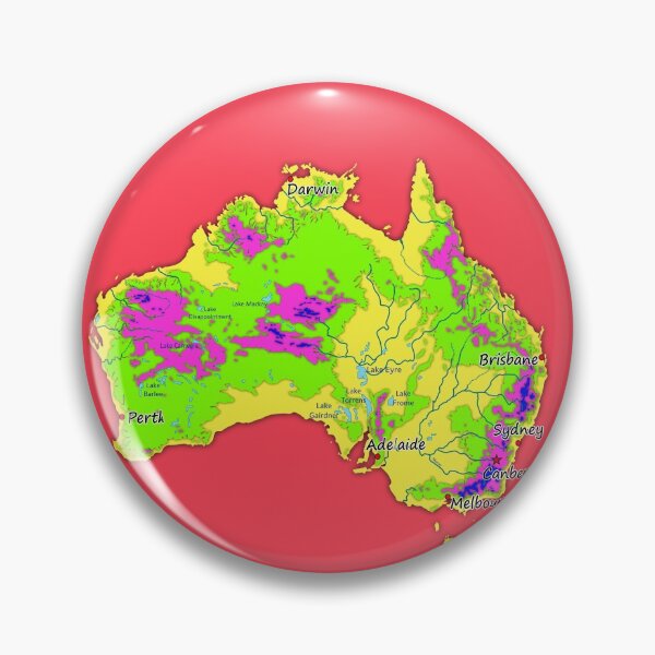 Item preview, Australia physical map topographic map of Australia bright colors Capitals and Major cities  designed and sold by mashmosh.