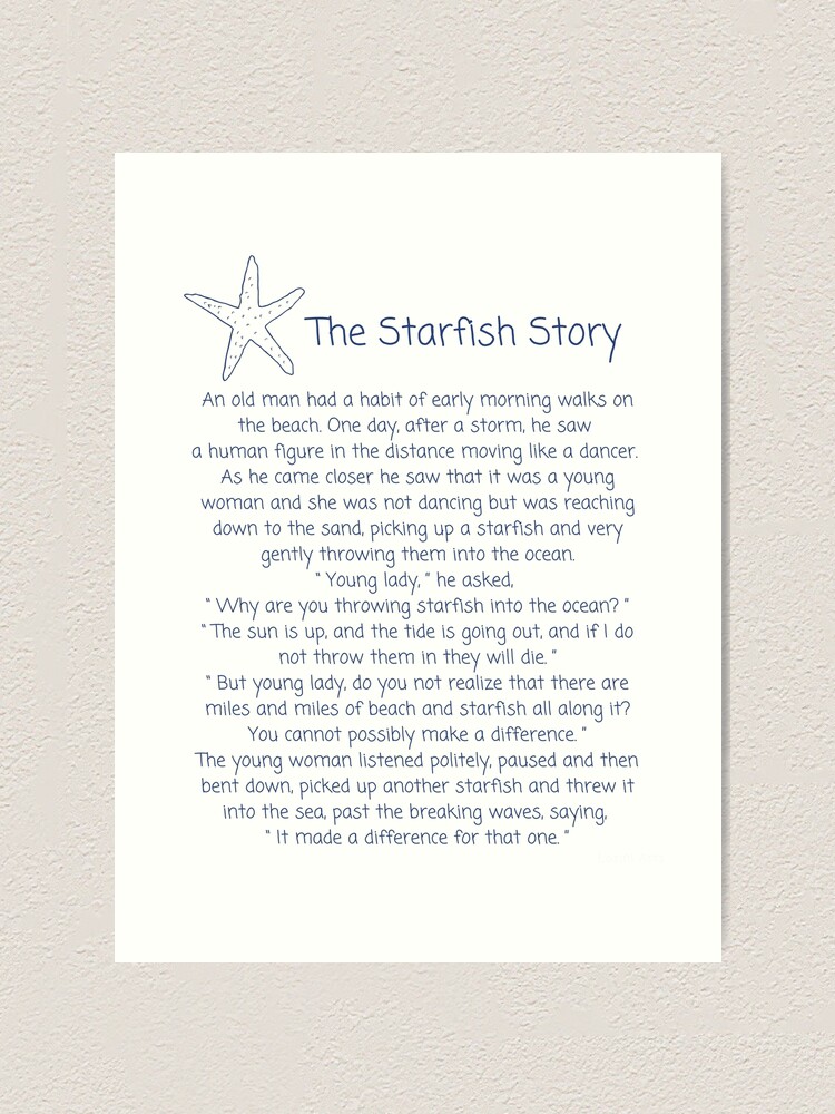 the-starfish-story-how-to-make-a-difference-art-print-for-sale-by-laziniarts-redbubble