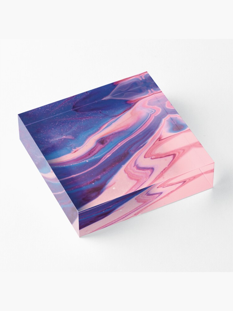 Alternate view of Texture pink and blue paint pattern Acrylic Block
