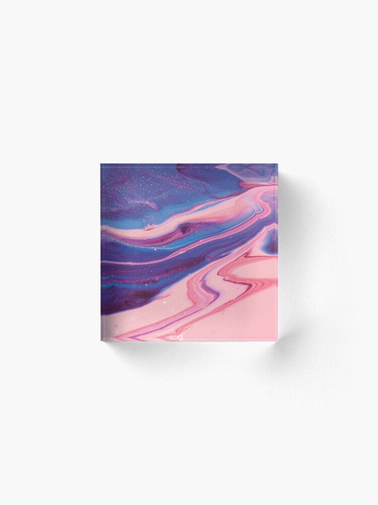 Alternate view of Texture pink and blue paint pattern Acrylic Block