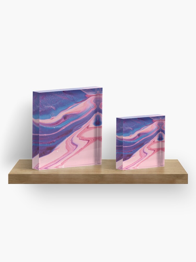 Alternate view of Texture pink and blue paint pattern Acrylic Block