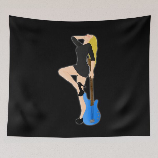 Item preview, Sexy Bass Guitar Girl Blue designed and sold by DoggoTankDesign.
