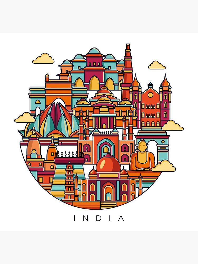 India Detailed Skyline Travel Tourism Background Stock Vector (Royalty  Free) 515820961 | Shutterstock | Pop art wallpaper, Pop art design, India  painting