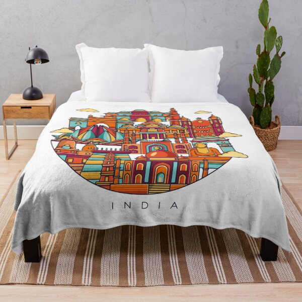 Item preview, India colorful skyline. Travel and tourism illustration with famous designed and sold by LisaKolbasa.