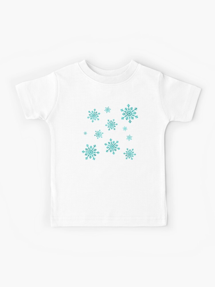 Pretty Green Foil Winter Snowflakes on White Background | Kids T-Shirt